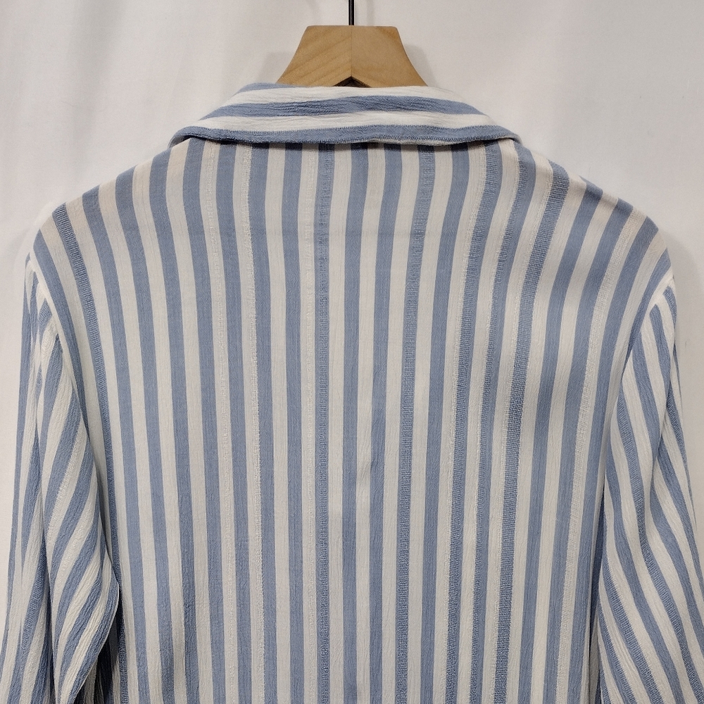 Raviya Stripped Tunic Shirt Women's S White Blue Boho Retro Casual Comfy - Picture 9 of 11